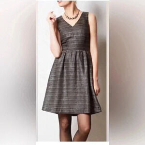 Anthropologie MOULINETTE SOEURS Black Silver Sleeveless Tweed Dress Petite 0